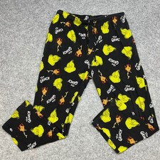 Dr Seuss The Grinch Pajama Pants Black Green Loungewear Mens Large