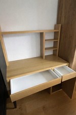 Wood Desk with Shelves – Metal Frame – 105cm