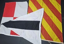 Vintage - x3 Nautical Signal Flags - Sewn - Large.