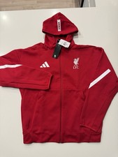 Adidas Liverpool FC Anthem Jacket Red Full Zip Hooded JW5484 Mens M NWT