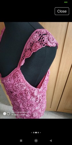 Bnwt Evans Pink Crochet Beaded Evening Occasion Top Size 22/24 - Imagen 4 de 8