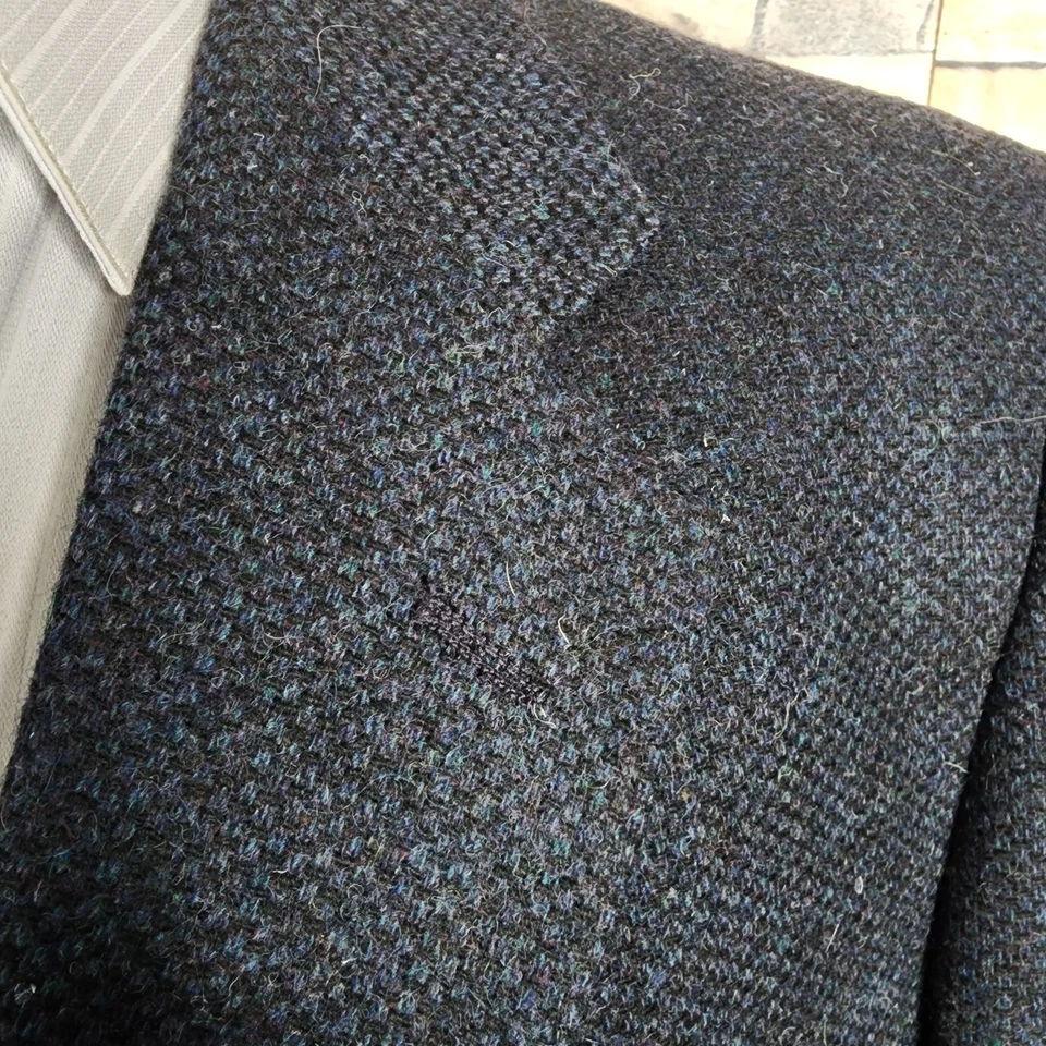 Куртка Barrington блейзер мужская 46R серая синяя клетчатая твидовая шерсть - Изображение 2 из 4