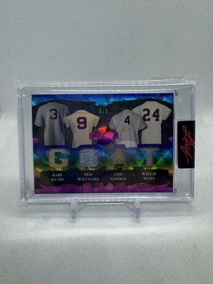 2025 Leaf Spectacular Babe Ruth/Gehrig/Williams/Mays Goat Quad Jersey Bat 3/3