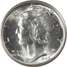 1945 S Mercury Silver 10c BU Choice Uncirculated Mint State SKU:I24011