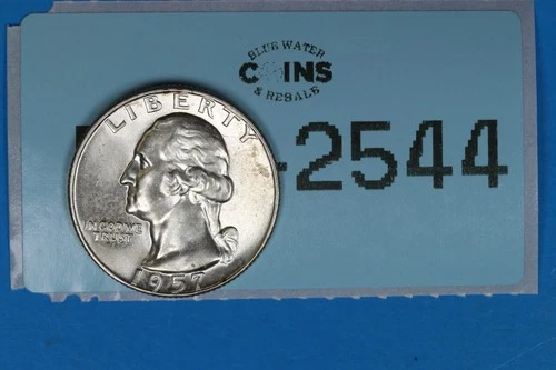 1957-D 25C WASHINGTON SILVER QUARTER DOLLAR BU RAW-2544