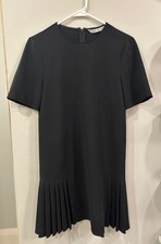 ZARA Women’s Black A-Line Pleated Hem Mini Dress Size XS Short Sleeve Classic