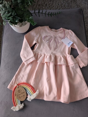 New Ted Baker Gorgeous Girls Pink Bow Sequin Jumper Dress Age 18-24m Gift - Picture 3 of 17