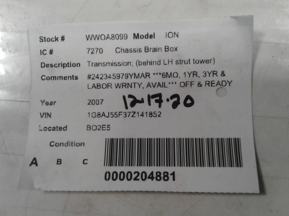 Used Transmission Control Module fits: 2007 Saturn Ion Transmission LH strut tow - Imagem 3 de 4