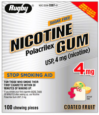 Rugby Nicotine Gum 4mg Coated Fruit- 100 Pieces 1 Box Stop Smoking Aid