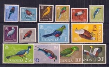 UGANDA-QE11 1965 BIRDS SET OF 14.SG 113-126.LIGHT MOUNTED MINT.VERY NICE SET...C