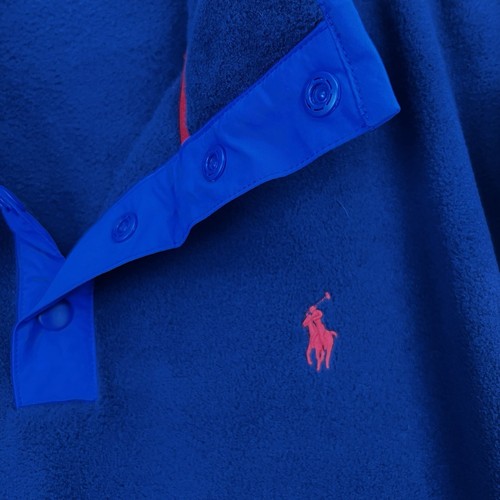 POLO RALPH LAUREN 1/4 Snap Fleece Adulto Grande Finto Collo Pullover Maglione Navy - Foto 10 di 24