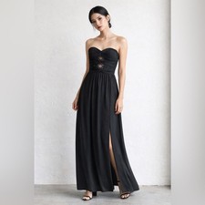 Goth Dark Romantic Whimsigoth Y2K Prom Lace Strapless Maxi Dress 9/10 Women's S