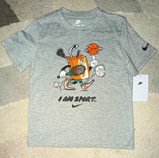 Nike The Nike Tee Boys Graphic Print Logo T-Shirt Gray Short Sleeve Size 7