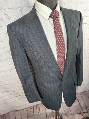 CHRISTIAN DIOR Mens Gray Pinstripe Wool CLASSIC Sport Coat Blazer Jacket 40S - Picture 3 of 8