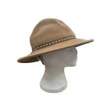Italian Gelso Bianco Wool Fedora Hat Camel Brown Designer Style Floral Band 