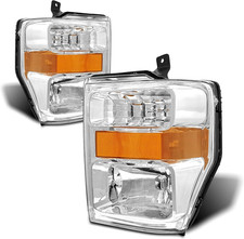 2008-2010 Ford F-250 F-350 F-450 Super Duty Headlights Chrome Amber Left Right