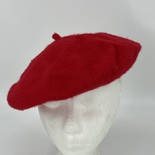 Vintage Red French Beret - Wool Blend Hat - Women s Cap VGUC