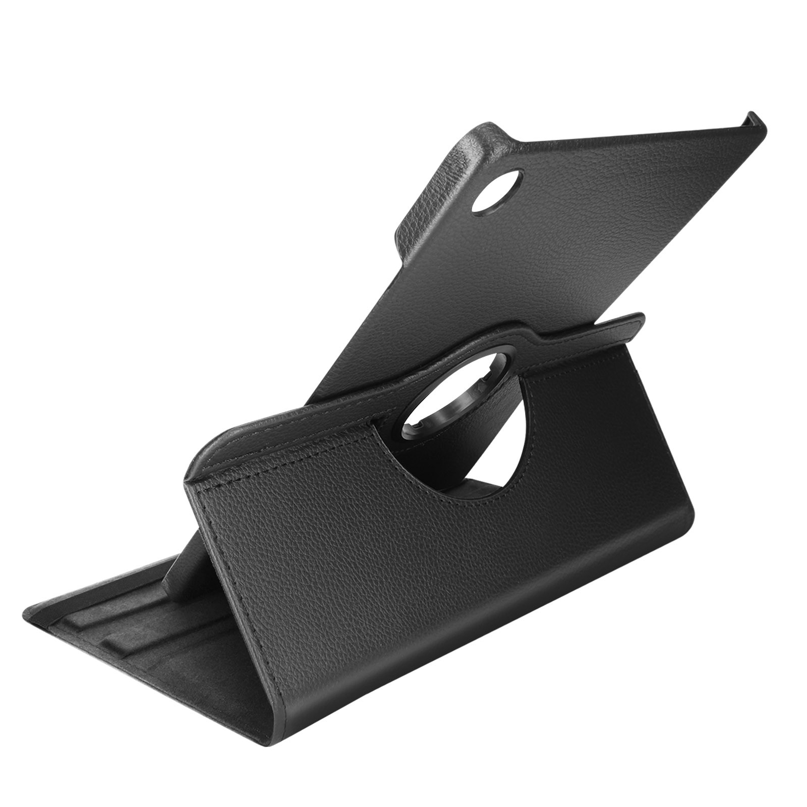 Etui pour Galaxy Tab A9 Plus avec support rotatif en cuir noir