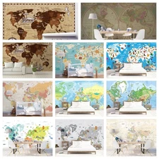 3D World Map Letter Color Self-adhesive Wallpaper Removable Wallpaper Wall Mural