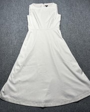 Ann Taylor Dress Womens 4 Ivory Sleeveless A-Line Lined Stretch Back Zip Office
