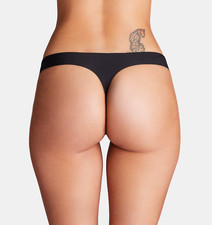 Under Armour Women's Pure Stretch 3-Pack No Show Thong - XS - Black