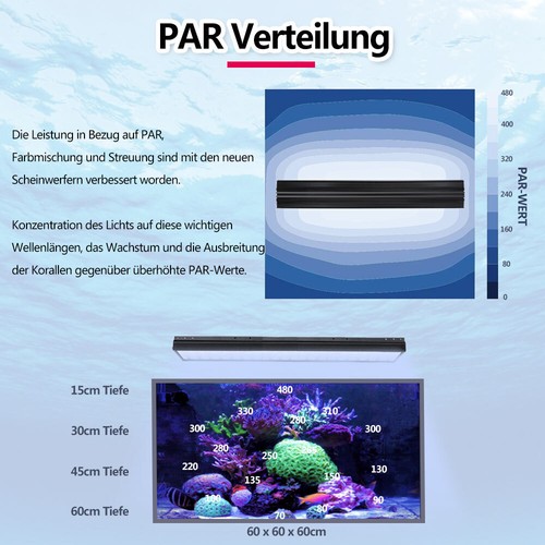 PopBloom Illuminazione Led Acquario Acqua di Mare Led per 24"" 48"" Reef Coral Aquarium - Foto 8 di 14