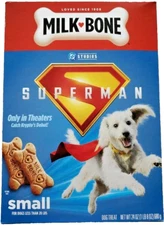 MILK BONE DOG BISCUITS 24 oz SUPERMAN LIMITED EDITION BOX FRIENDSHIP UNLEASHED