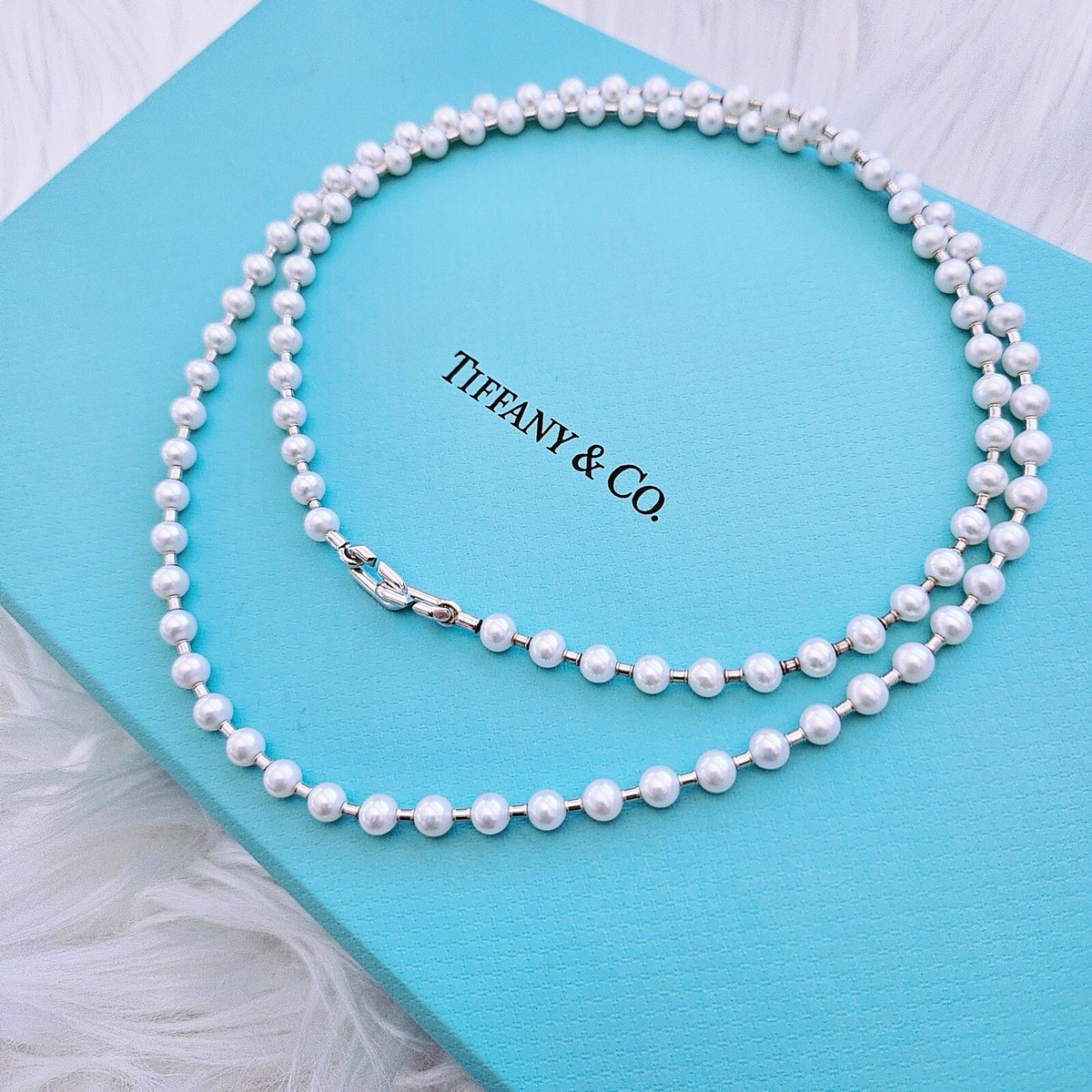 Tiffany Freshwater Pearl Wrap Necklace in Sterling Silver 5-6mm 32”