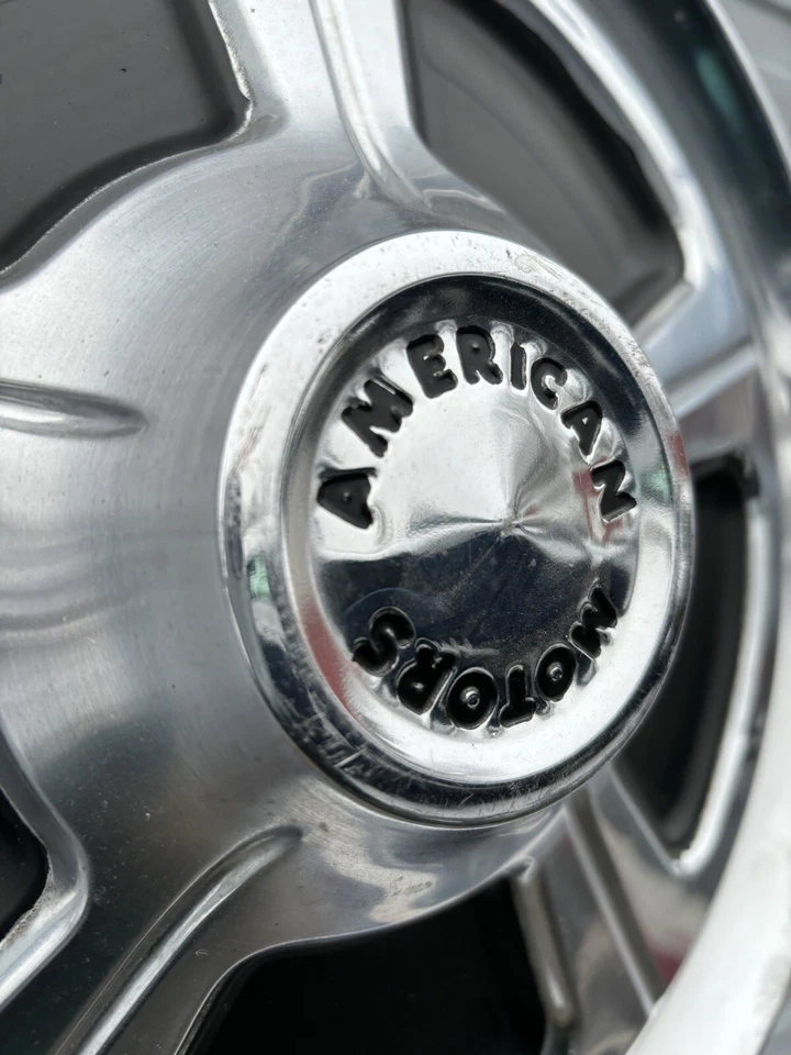 AMC AMX Javelin1 1968 tapacubos original de acero inoxidable 14” hermoso arte retro raro Foto 4 de 4