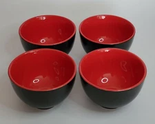 M.V. Trading Microwaveable Japanese Noodle Soup Bowl Red Black 4 pc Box Set