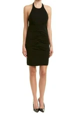 Nicole Miller Collection Tidal Pleat Halter Sheath Dress Black Sz S NWT $295