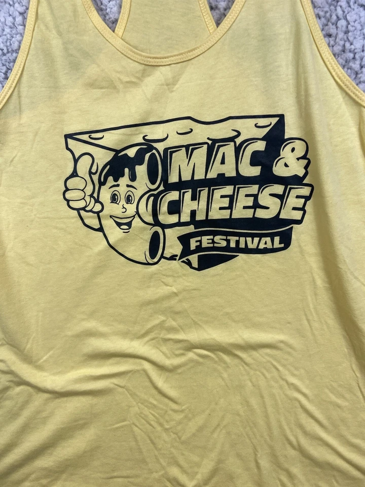 Camiseta sin mangas Ideal by Next Level amarilla espalda deportiva Mac & Cheese Festival 2XL Foto 2 de 4