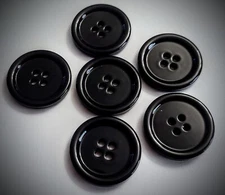 3/4" 4-Hole Heavy Black Craft/Clothing Buttons