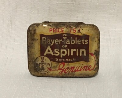 Bayer miniature aspirin tin 12 tablets vintage tin 15cent collectibles tin