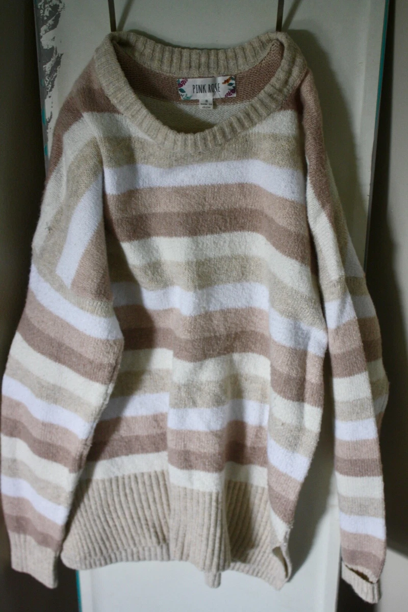 Pink rose striped clearance sweater