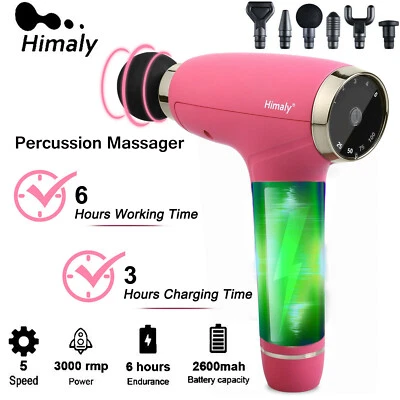 HIMALY LCD Therapy Massage Gun Percussive Vibration Muscle Massager Sports Recovery UK