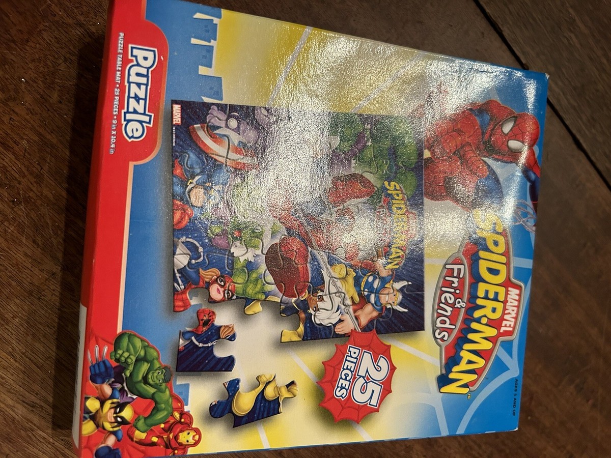MARVEL SPIDER-MAN & FRIENDS 25 PIECES PUZZLE 9 X 10” all pieces