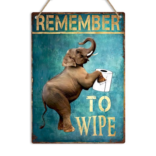 Remember To Wipe Elefant Badezimmer Metallschild lustig WC Wanddekor Plakette - Bild 17 von 18