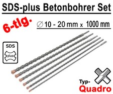 6 x SDS-plus Betonbohrer Quadro Bohrer Hammerbohrer 10 mm - 20 mm x 1000 mm Lang