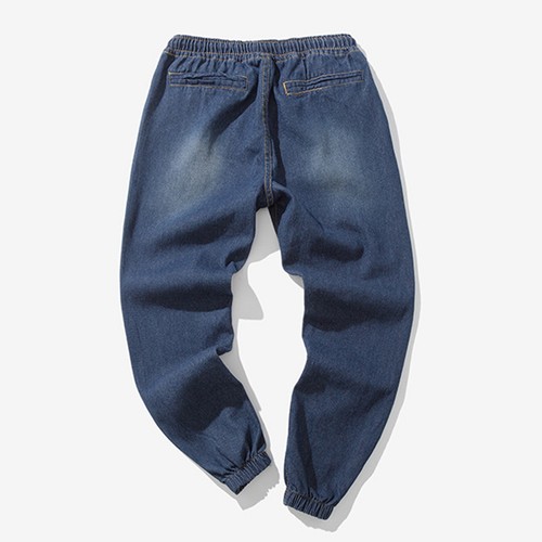 Pantalones de mezclilla informales de 9 puntos con cordones talla grande originales de calle para hombre - Imagen 16 de 19