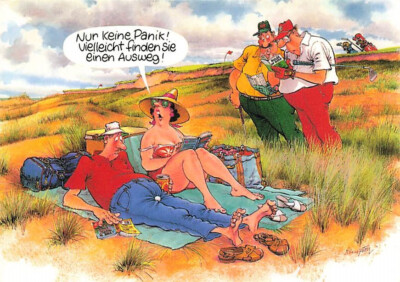 old postcard just don't panic! Maybe You'll Find.. Unrun Postcard F4793c