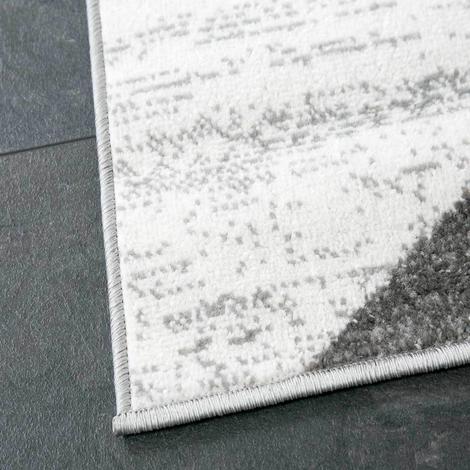 Tapis Géométrique Motif Moucheté Gris Blanc Noir - Photo 4/4