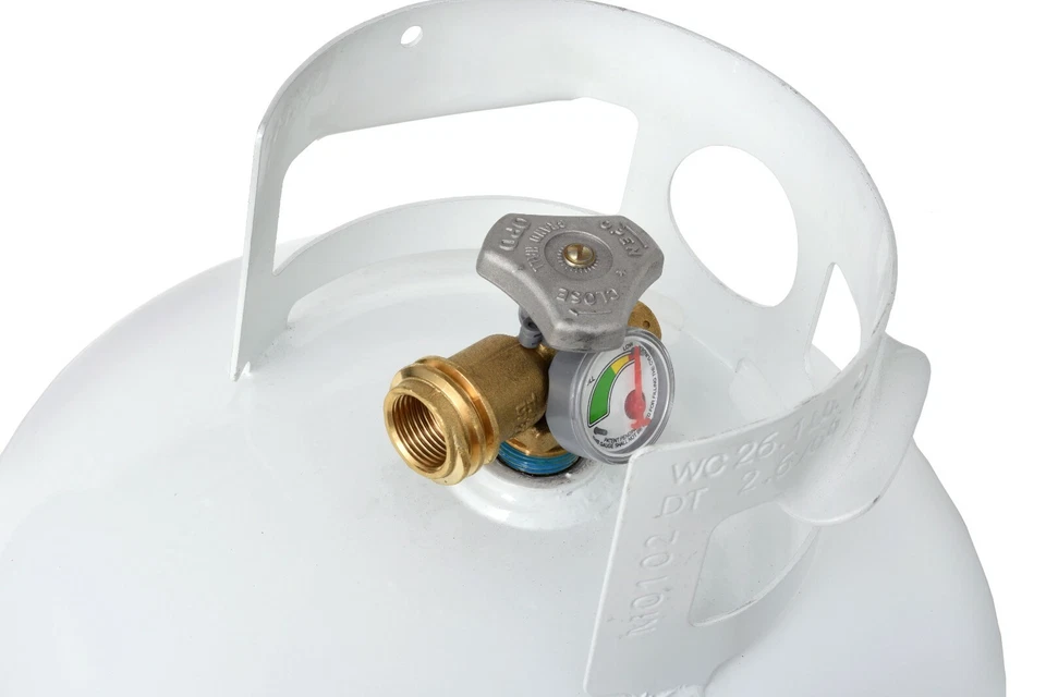 Cilindro de propano recargable de acero en cuclillas de 11 lb con válvula OPD y calibre incorporado Foto 4 de 4