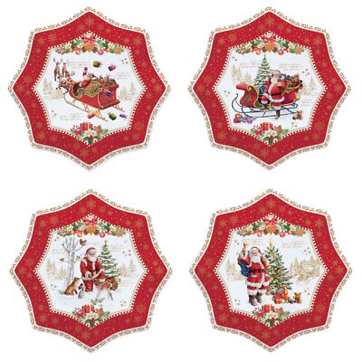 Easy Life CHME1002 - ''Christmas Memories'' 4 Dessertteller in Geschenkverp., 16cm
