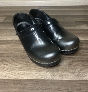 metallic silver clogs
