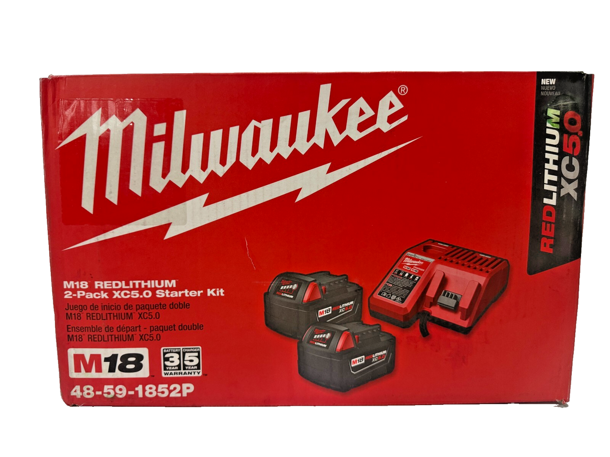 Milwaukee M18 18-Volt Lithium-Ion XC Starter Kit, Two Batteries  Charger