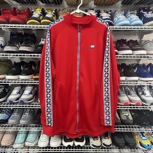 Vtg 2000s NIKE Sportswear Taped Poly Track Zip-Up Jacket Red Mens Size XXL