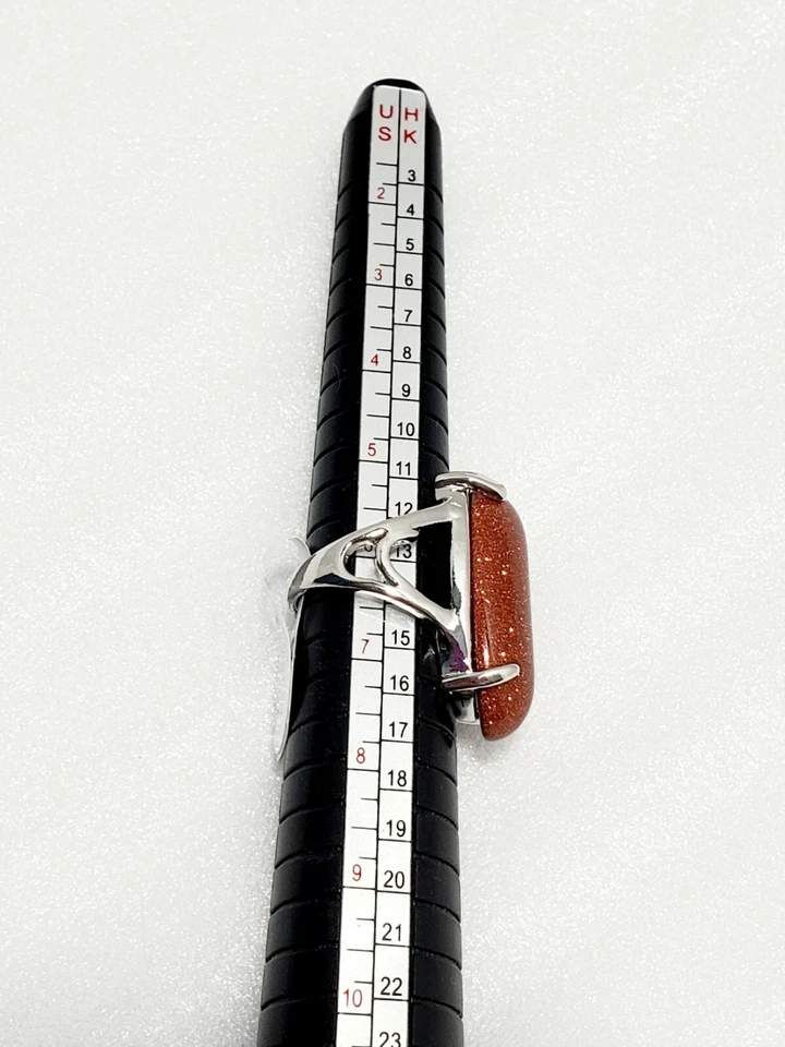 Anillo de moda semiprecioso Sun Sitara electrochapado para mujer talla US 6 oblongo Foto 3 de 4