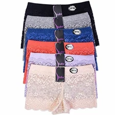 Mamia 6 Pack of Women's Lace Boyshort Panties-XL-Honey