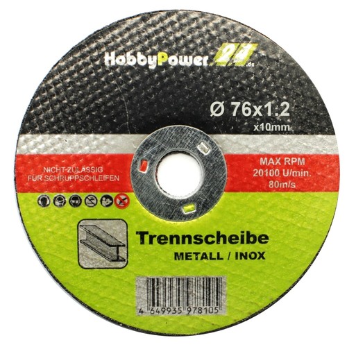 10x Metall Trennscheibe Ø 76mm für PARKSIDE LIDL Akku Winkelschleifer PWSA 12-Li - Bild 2 von 3
